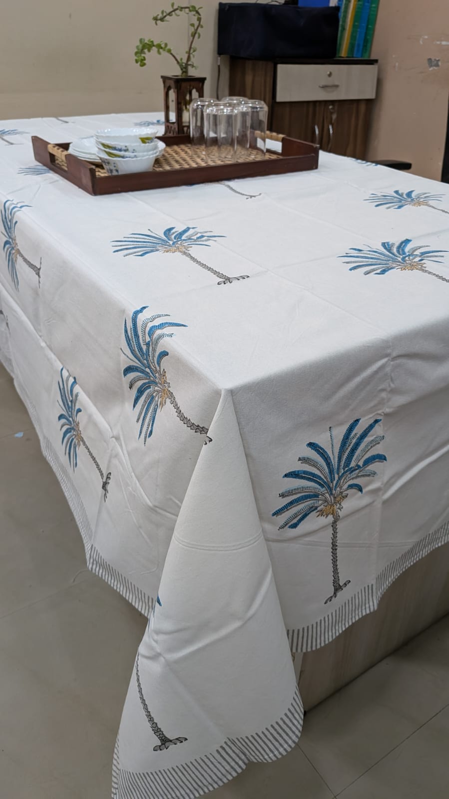 Hand Block Printed Cotton Table Cloth
